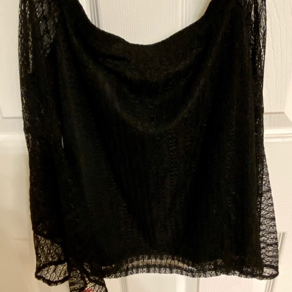 Bar III Black Long Sleeve Sexy Lace Blouse Flowy Sleeves Nylon Spandex XS - Picture 5 of 10